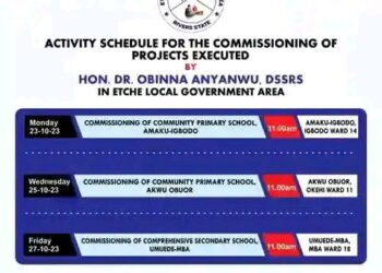 Dr. Obinna Anyanwu to Begin another round of Projects Commissioning in Etche Local Government Area