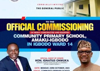 Dr Obinna Anyanwu to Commission School Project, Monday