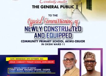 Dr. Anyanwu to Commission another School Project in Okehi, Etche LGA