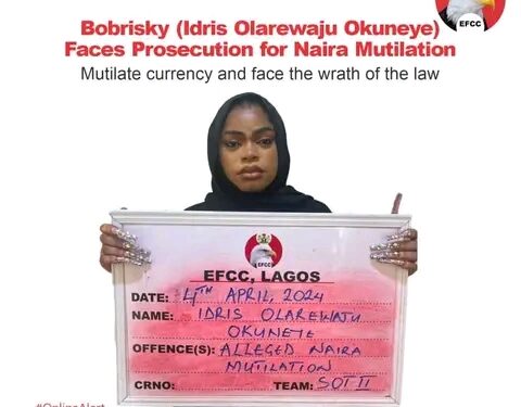 EFCC Arrests Bobrisky For Naira Abuse