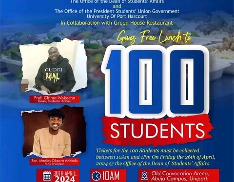 UNIPORT SUG President Gives Free Lunch to Students