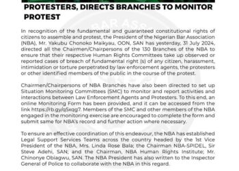 NATIONWIDE PROTEST: NBA SETS UP PRO BONO LEGAL SUPPORT SERVICES FOR PROTESTERS, DIRECTS BRANCHES TO MONITOR PROTEST