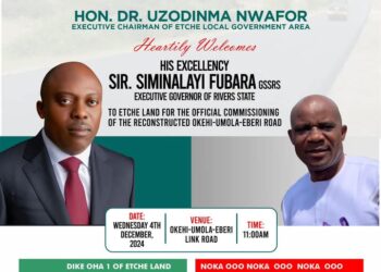 Etche: Gov Fubara to Commission Okehi-Eberi Link Road Tomorrow
