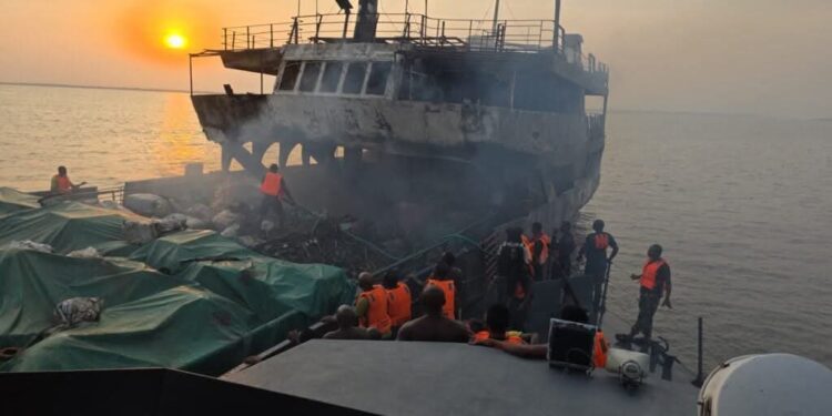 BREAKING: Navy Rescues 20 From Burning Vessel