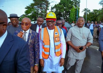 Fubara Visits Collapsed Building Site, Commends Rescue Efforts