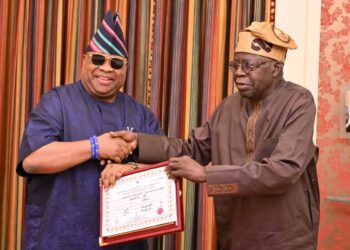 Adeleke Visits Tinubu, Presents Certificate of Return at Presidential Villa